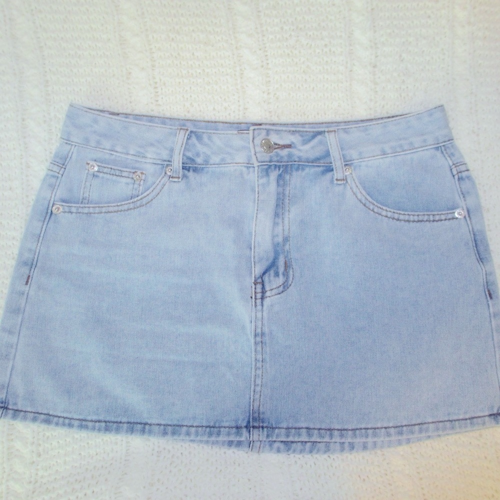 White Fox Boutique Light Blue Mini Skirt
